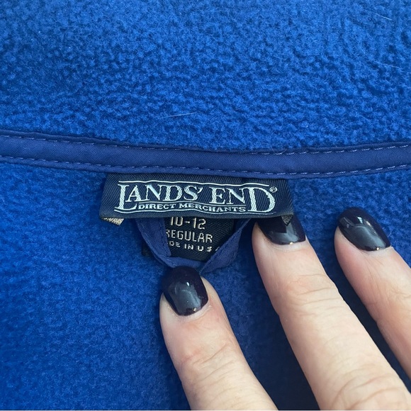 Lands End Fleece Zip Vest Royal Blue Sz M 10-12 - Picture 3 of 3